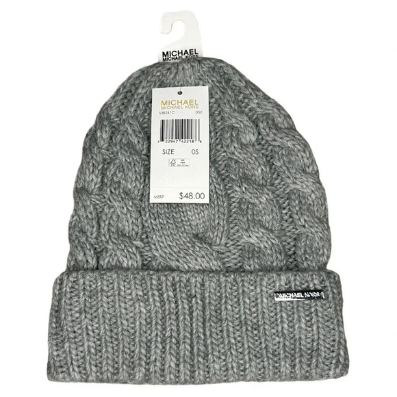 MICHAEL Michael Kors Accessories - MICHAEL Michael Kors Super Cable Cuff Hat Gray